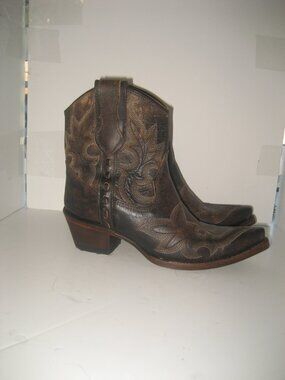 Corral Circle G Womens Embroidered Snip Toe Tooled Western Ankle Boots 6.5M